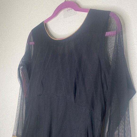 Anarkali Dress S/M Gold Embroidery Beaded‎ Party Gown Indian Cosplay Dance - Picture 11 of 16